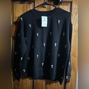 Lou & Grey Black Sweatshirt with White Martini Design